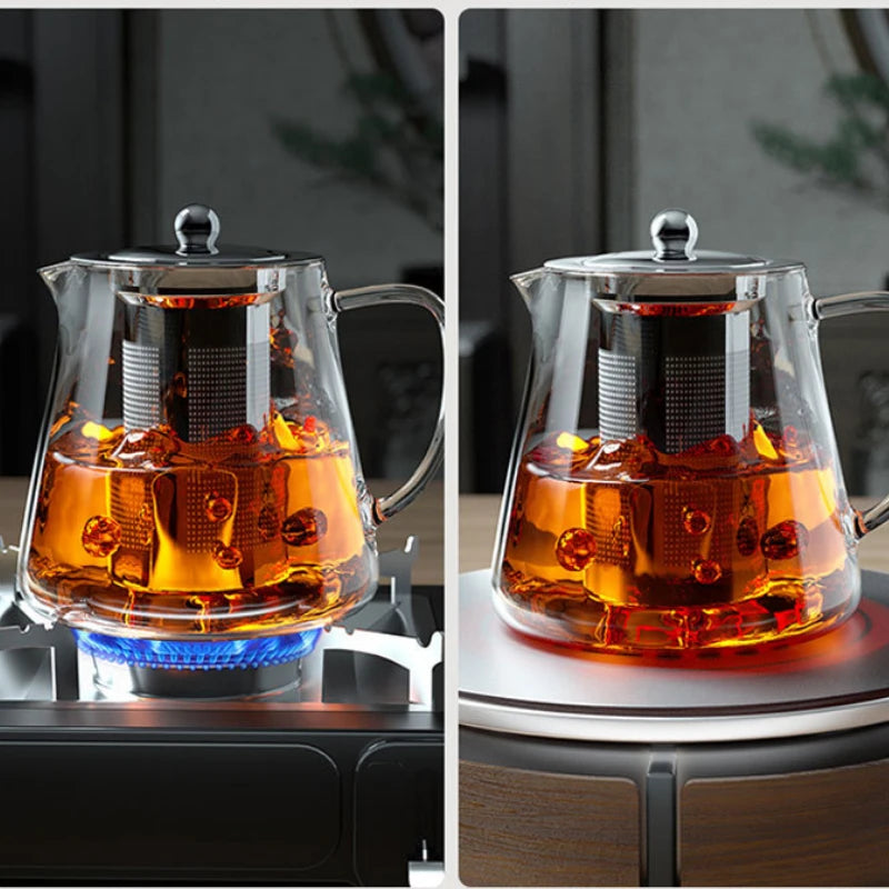Heat-Resistant Clear Glass Tea Pitcher