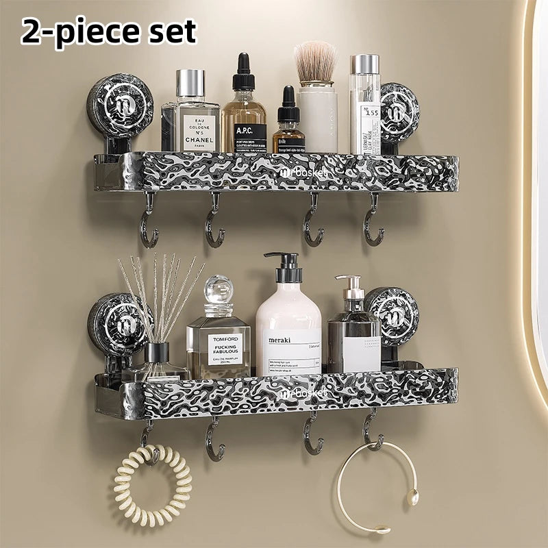 Elegant Glacier Suction Cup Bathroom Organizer