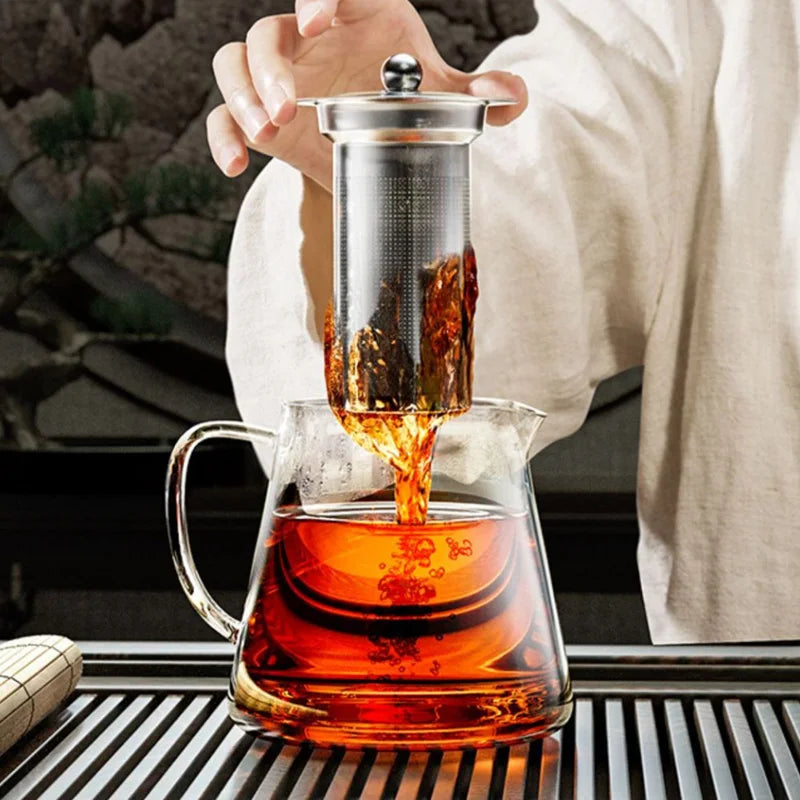 Heat-Resistant Clear Glass Tea Pitcher