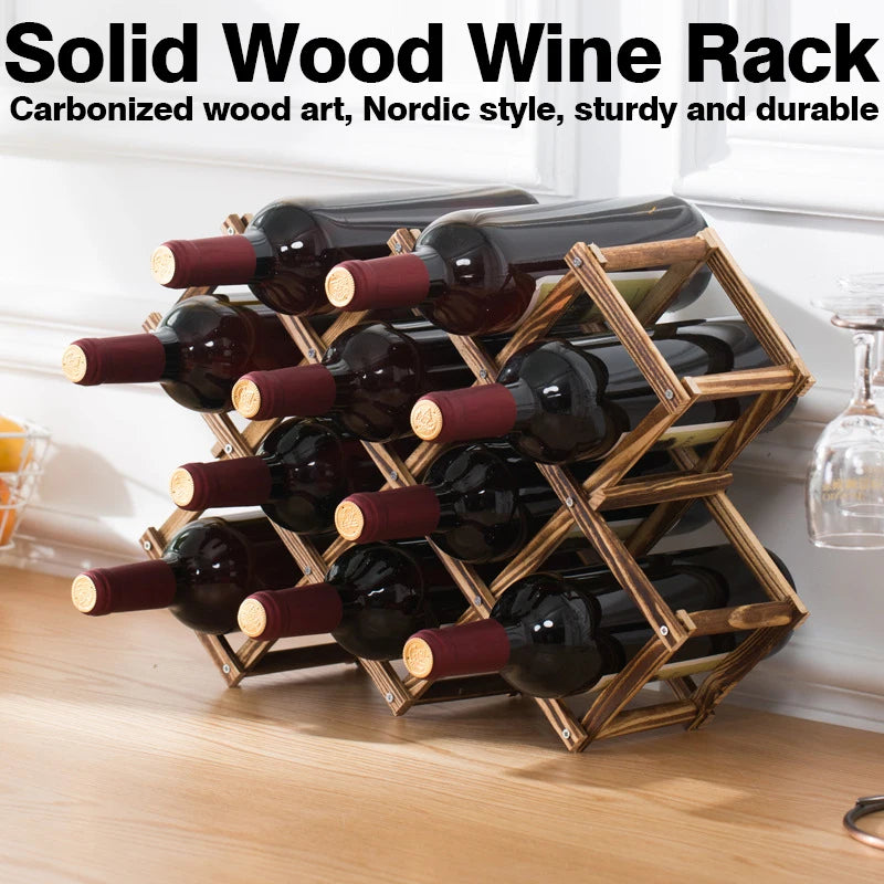 Collapsible Wooden Wine Bottle RackBar Accessories