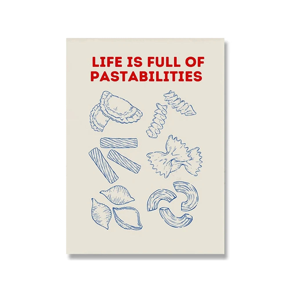 Wine & Cheese Noodles Modern Wall Art