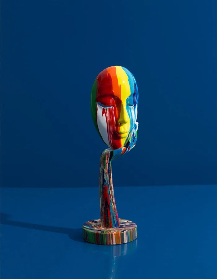 Creative Painted Colorful Woman Face Statues