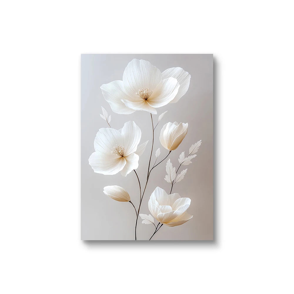 Nordic Beige Peony Canvas Wall Art