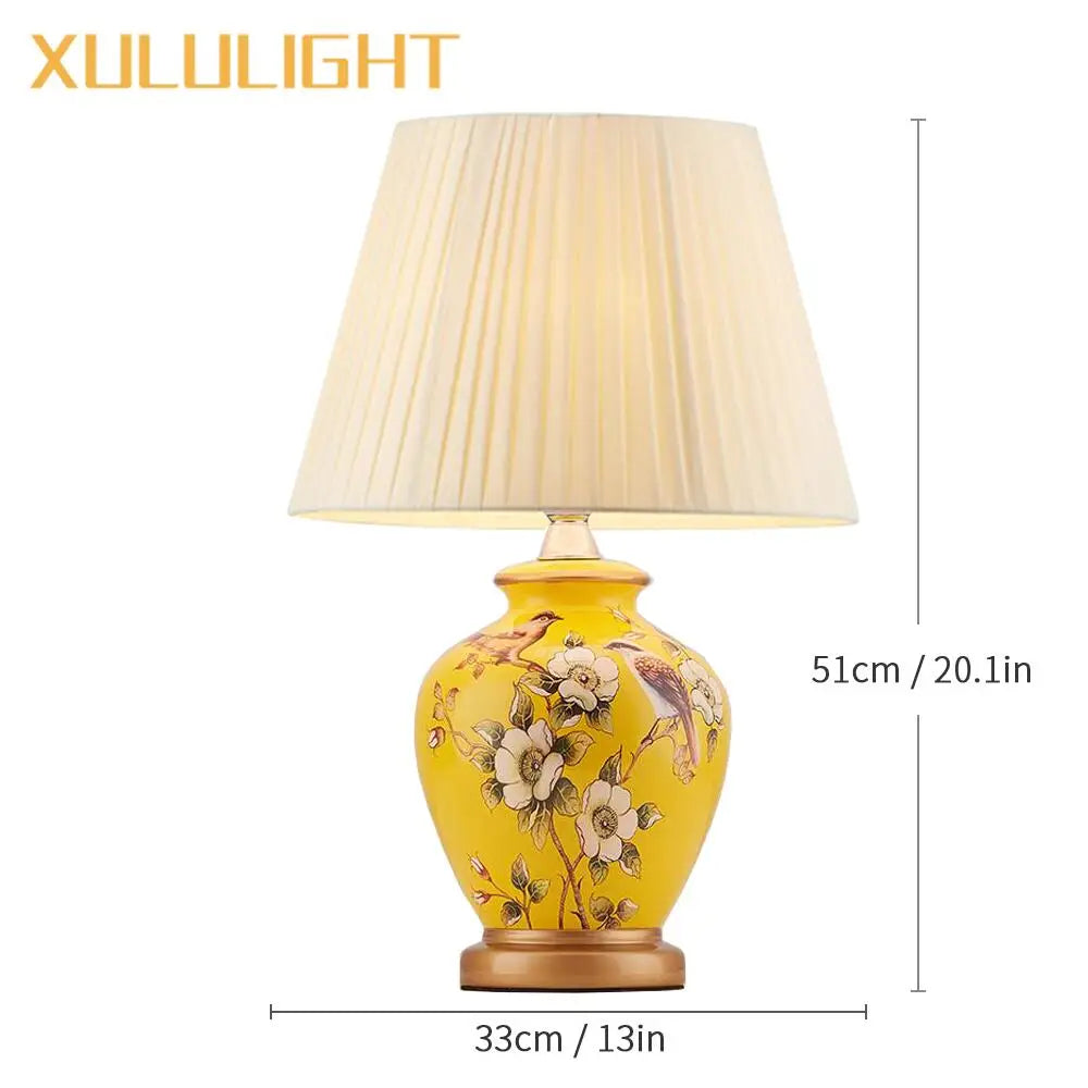Elegant European Ceramic Flower Table Lamp