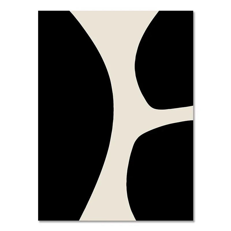 Abstract Geometric Beige Black Boho Minimalist Poster