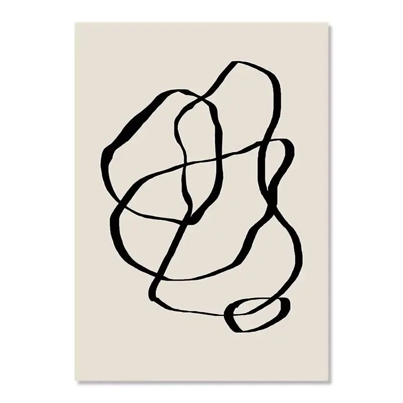 Abstract Geometric Beige Black Boho Minimalist Poster