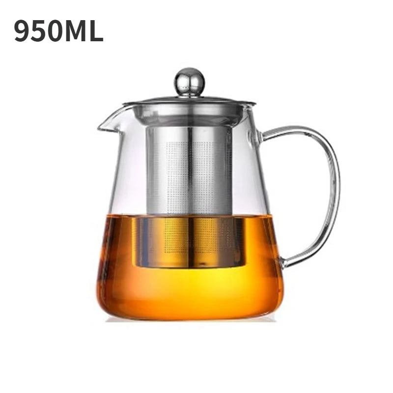 Heat-Resistant Clear Glass Tea Pitcher