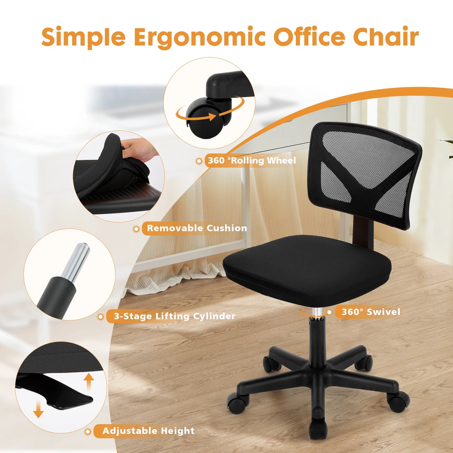 Adjustable Office Chair with Back Support