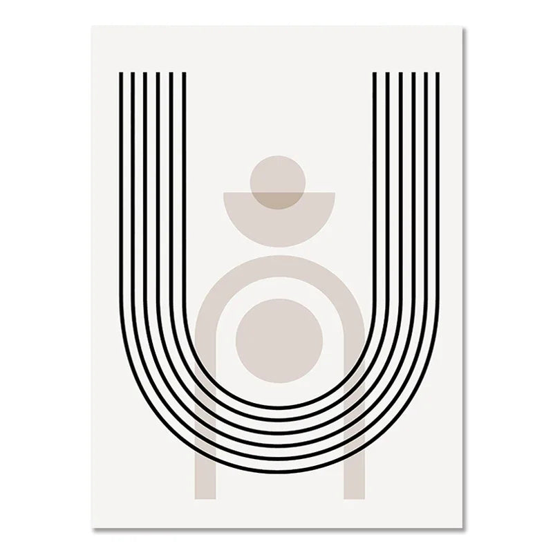 Abstract Geometric Beige Black Boho Minimalist Poster