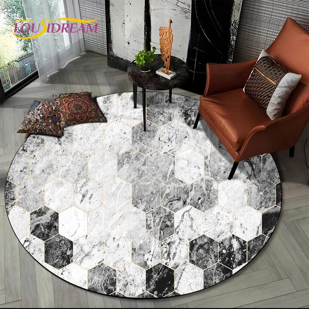 Elegant Marble Round Rug