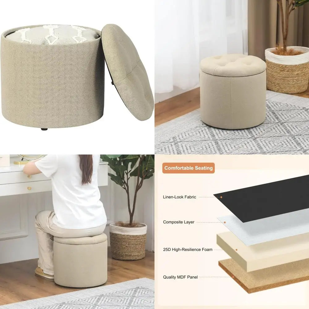 Compact Ottoman with Removable Lid